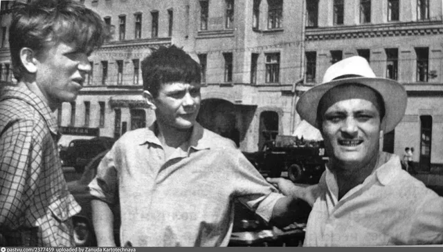 Евгений Стеблов, Никита Михалков и Георгий Данелия на съёмках фильма "Я шагаю по Москве"